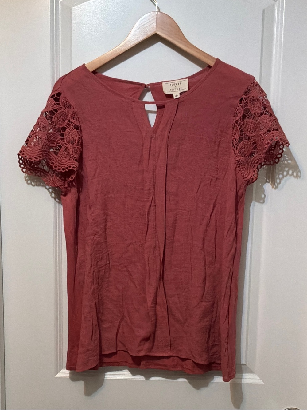 Flowy Lace-Sleeve Blouse in Dusty Rose - Floral Heritage